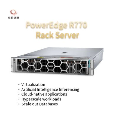 เซิร์ฟเวอร์แร็ค PowerEdge R770 ขนาด 2U แบบสองซ็อกเก็ต โปรเซสเซอร์ Intel Xeon 6