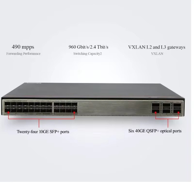 HUAWEI สวิตช์คงที่ S6730-S24X6Q 24 10GE สนาม SFP +, 6 40GE สนาม QSFP 10 Gigabit 1U Stock AC 600w:max 8A DC