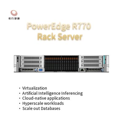 เซิร์ฟเวอร์แร็ค PowerEdge R770 ขนาด 2U แบบสองซ็อกเก็ต โปรเซสเซอร์ Intel Xeon 6