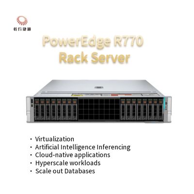เซิร์ฟเวอร์แร็ค PowerEdge R770 ขนาด 2U แบบสองซ็อกเก็ต โปรเซสเซอร์ Intel Xeon 6