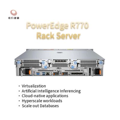 เซิร์ฟเวอร์แร็ค PowerEdge R770 ขนาด 2U แบบสองซ็อกเก็ต โปรเซสเซอร์ Intel Xeon 6
